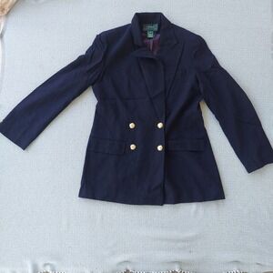 Lauren Ralph Lauren Navy Double-Breasted Blazer with Gold Buttons
